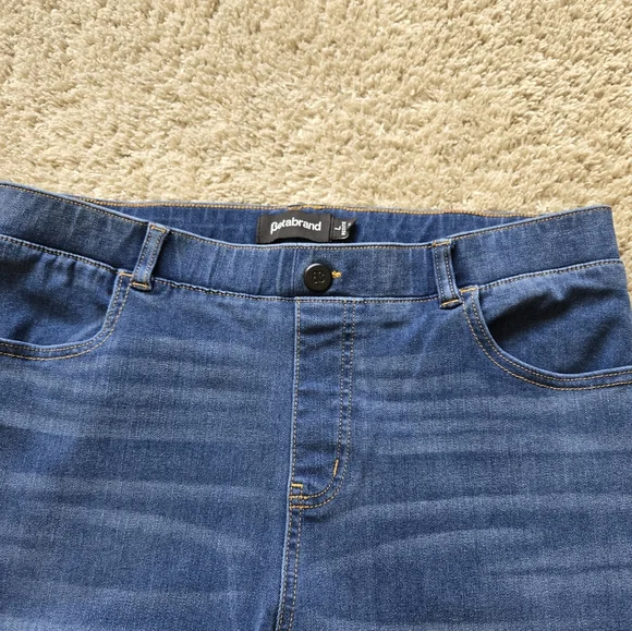 Betabrand Pull On Jeans Womens L Petite Blue Straight - Picture 2 of 11